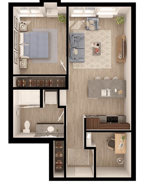 Anthem PDX 1 Bedroom Floor Plan